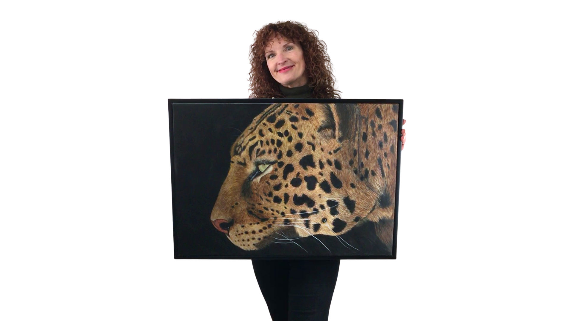 Patti Trout with Leopard painting